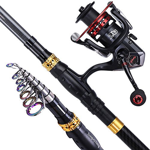 Sougayilang Fishing Rod Reel Combo with Telescopic Fishing Pole Spinning Reel Carrier Bag for Travel Saltwater Freshwater ...