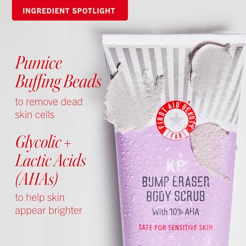 First Aid Beauty - KP Bump Eraser Body Scrub with 10% AHA, Keratosis Pilaris Skin Exfoliater with Glycolic and Lactic acid...