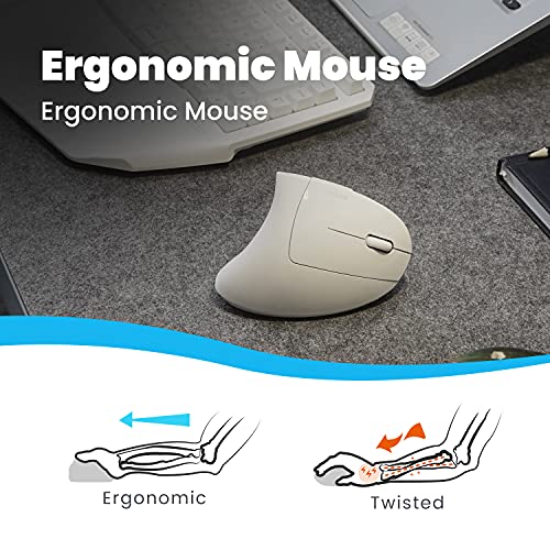 Perixx PERIMICE-713W Wireless Ergonomic Vertical Mouse - 2.4G Spec with USB Receiver - On/Off Switch - 6 Buttons Right Han...