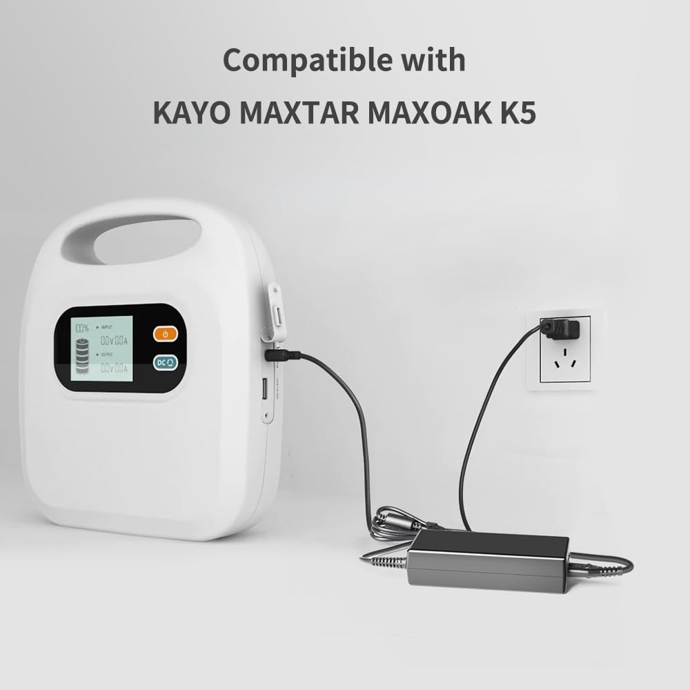 CASIMY 25.2V K5 Adapter Compatible with KAYO MAXTAR MAXOAK K5 MAX Oak CPAP 297Wh/82500mAh Portable CPAP Backup K 5 WRP40-252300D WRP40-2523000 Power Cord Charger
