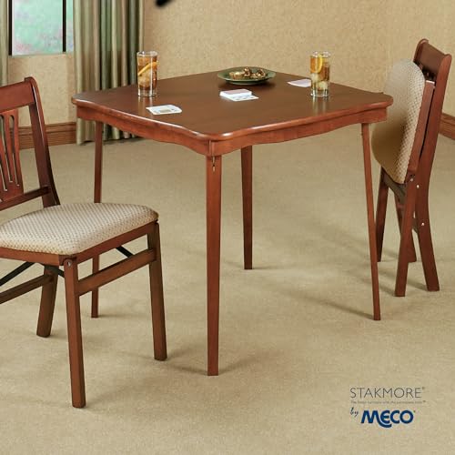 Meco Stakmore Stylish Durable Versatile Square Solid Wood Scalloped Edge Compact Folding Traditional Card Table for Home U...
