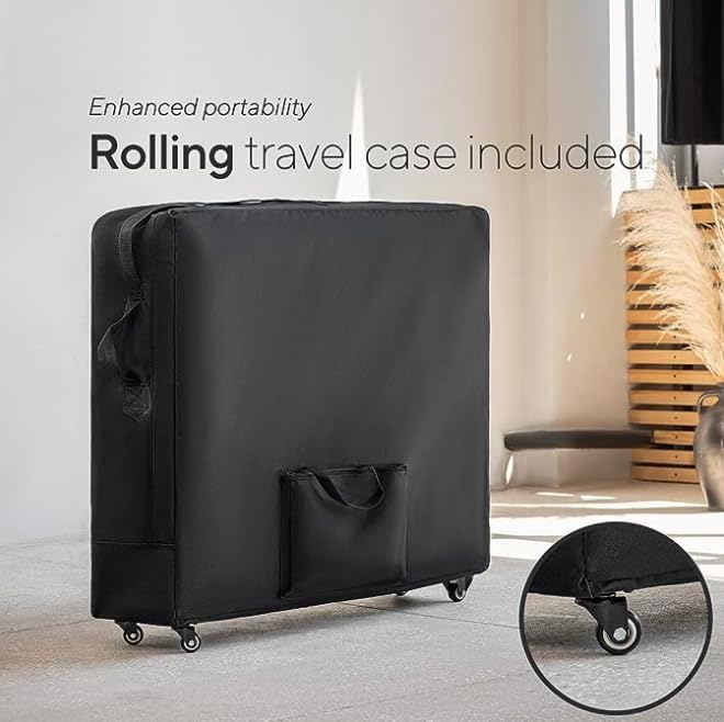 Luxton Home Premium Foam Massage Table Portable Foldable Massage Bed Height Adjustable, 72 Inches Long 27 Inches Wide Home Salon Spa Bed Tattoo Table with Accessories & Rolling Case, Easy Set Up