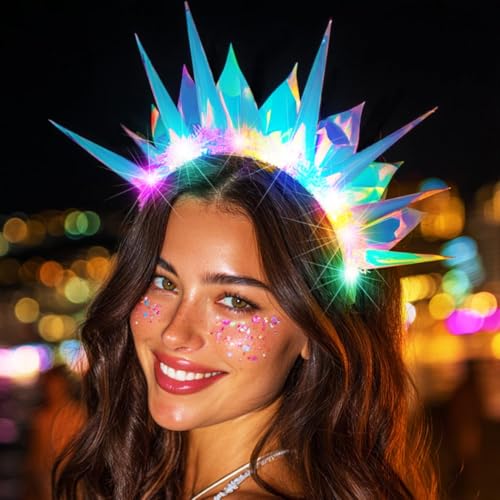 BARTOSI Light Up Headband LED Glow Hairbands Goddess Headpiece Festival Costume Hair Accessories for Women