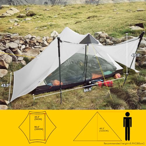LANSHAN Ultralight Tent 3-Season Backpacking Tent for 1-Person or 2-Person Camping, Trekking, Kayaking, Climbing, Hiking