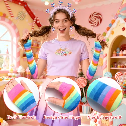 SEPGLITTER Lollipop Costume Women's Set, Candy Costume for Carnival with Hairband, Earrings, Necklace, Gloves and Overknees