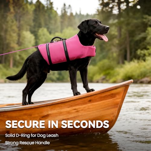 VIVAGLORY Rip Stop Dog Life Vest, Swimming Vest with Handle, Buoyancy for Doggy Puppy, Dog Life Jacket for Swimming & Boat...