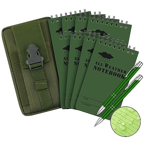 Eaasty Waterproof Notebook and Pen Set 3 x 5 Inch Pocket Tactical Notebook with 1 Metal Weatherproof Pen and 1 Fabric Cove...