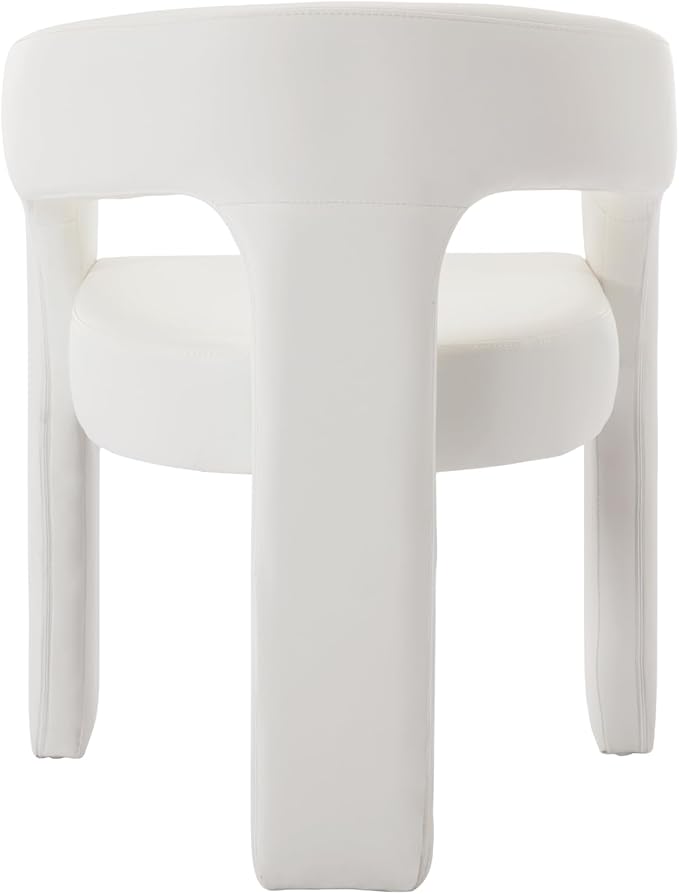 DAYALANE Modern Barrel Dining Chairs Set of 4, Upholstered Leatherette Dining Room & Kitchen Chair with Curved Back, Comfy Accent Side Reading Armchair for Living Room Bedroom Kitchen Office, White