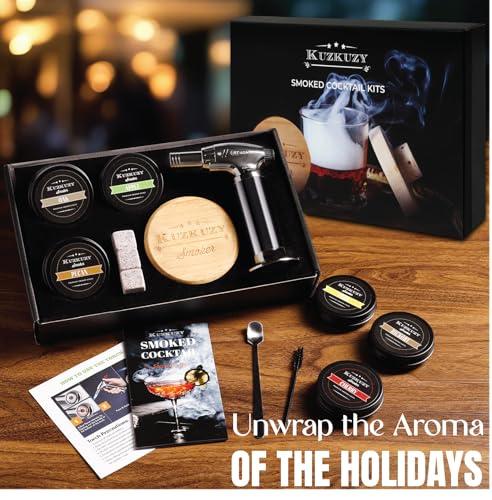 Cocktail Smoker Kit with Torch – 6 Flavors Wood Chips – Bourbon, Whiskey Smoker Infuser Kit, Old Fashioned Drink Smoker Ki...