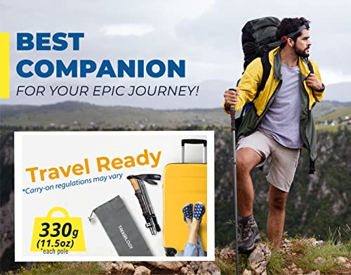 TREKOLOGY Trek-Z Cork Grip Trekking Poles – Lightweight Folding Hiking Poles, Adjustable Height, Compact Travel Design, Ai...