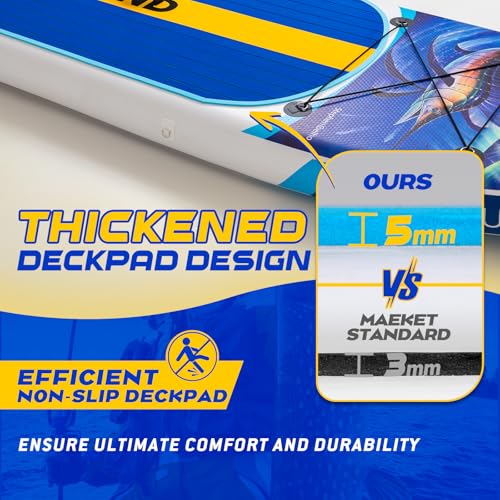 TRUISLAND Inflatable Paddle Board, Stand Up Paddle Board with Backpack, Non-Slip Thickened Deckpad, Waterproof Phone Case,...