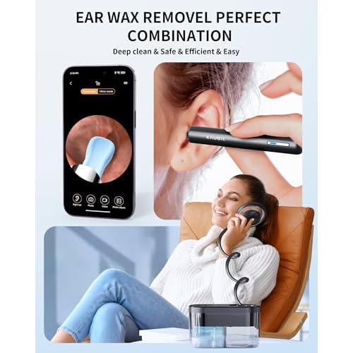 Ear Wax Removal Tool Camera - Ear Irrigation Flushing System Ear Cleaner with Camera 1080 HD, Ear Flushing Kit for Adults with One-Piece Waste Tank