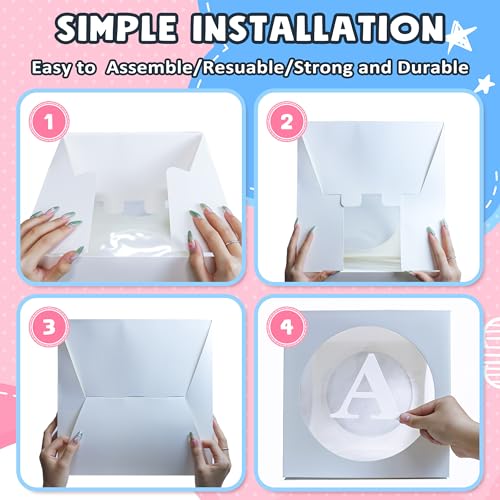 Baby Boxes with Letters for Baby Shower , White Clear Balloon Boxes with 4 Letter for Boy or Girl Gender Reveal Decoration...