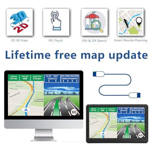 GPS Navigator for Car Truck RV, Latest 2026 Map(Free Lifetime Updates) 7 inch Touch Screen Car GPS Navigation,Support Voic...