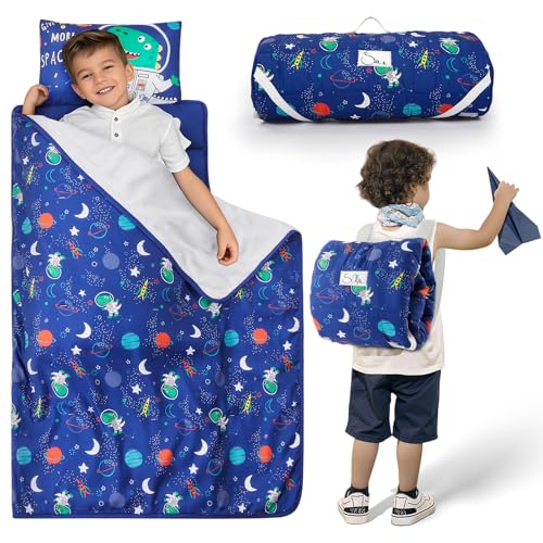 Toddler Nap Mat with Pillow and Blanket, Soft Sleeping Bag for Kids Boys and Girls, Slumber Bags Kids for Preschool, Dayca...