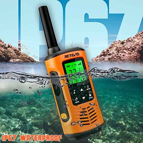 Retevis RT45P Waterproof Walkie Talkies IP67,Rechargeable Two Way Radio for Adults,22CH SOS NOAA,with 1000mAh Battery and USB-C Charger,Long Range 2 Way Radios for Skiing Fishing Boating 2 Pcs