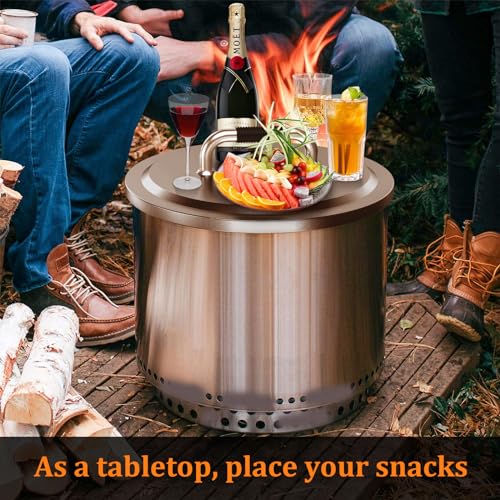 Fire Pit Lid for Solo Stove Bonfire 2.0, 304 Stainless Steel Fire Pits Round Lid with Heat Resistant Handle, Camping for S...