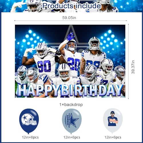 Cowboys of Dallas Backdrop 5x3 Vinyl Dallas Football Birthday Party Supplies Photography Background Picture Photoshoot Cak...