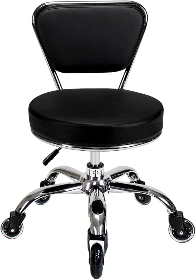 MAYAKOBA Dayton Garage Rolling Seat (Black Upgrade Casters) Pneumatic, Short Stool with Adjustable Height 13"-15", Perfect for Garage Task, Home Cleaning, Bathroom Short Seat, Technician Task