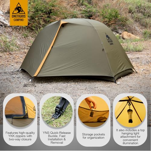 OneTigris Stella 4 Season Camping Tent Backpacking 2 Person Waterproof Lightweight Easy Setup Instant 3000mm Waterproof Ra...