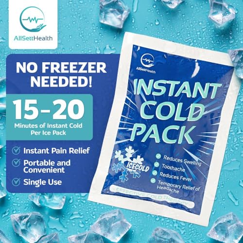 25 Pack Instant Ice Cold Pack (6” x 4.5”) - Disposable Instant Ice Packs for Injuries | Cold Compress Ice Pack for Pain Re...