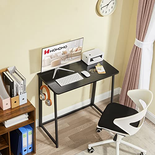 WOHOMO Folding Computer Desk, Small Writing Foldable Desk 31.5", Space-Saving Laptop Table, Easy Assemble Workstation for ...