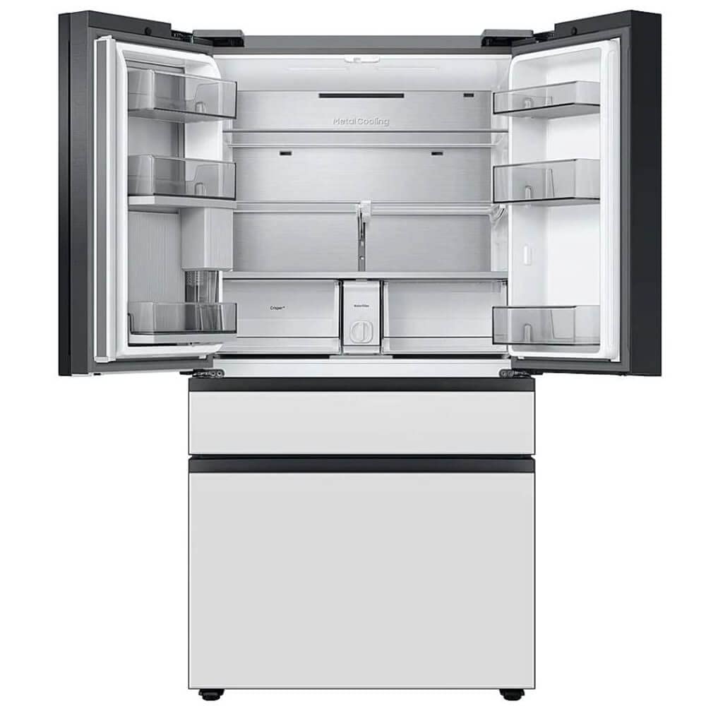 Samsung 29 Cu. Ft. Bespoke 4-Door French Door Refrigerator with Beverage Center, White Glass, RF29BB860012AA