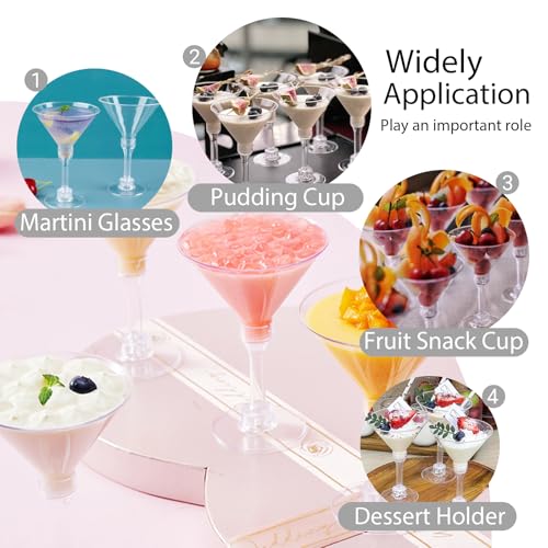 WUWEOT 60 Pack Plastic Martini Glasses, 5 Oz Tall Cocktail Glasses, Unbreakable Appetizer Dessert Cups Drinkware for Home ...