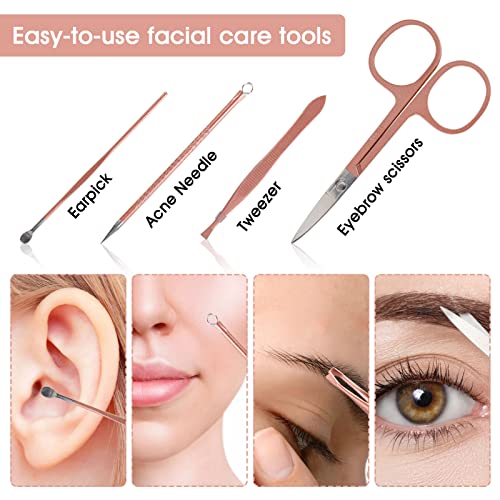 Nail Clippers and Beauty Tool Portable Set Manicure Set 12 in 1, with Pink Leather Bag, Suitable for Home, Workplace, Outd...