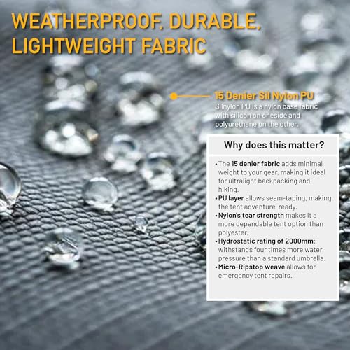 Featherstone Backbone Ultralight Tent for Backpacking, Camping, Thru Hiking - Trekking Pole Backpacking Tent - Waterproof,...