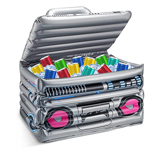 Cunhill 1 Piece Inflatable Boom Box Beverage Cooler Summer 80s 90s Theme Party Decorations Inflatable Cooler Radio Blow up...