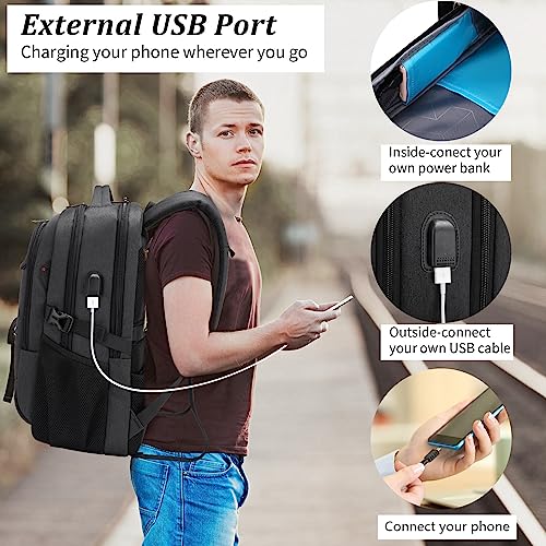 DUSLANG 17 Inch Laptop Backpack for Travel Water Resistant College Backpack for Men/Women Laptop Bag with USB Charging Por...