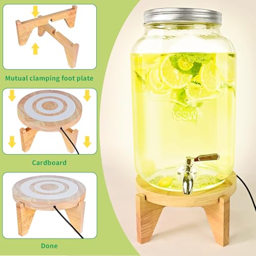 LED Drink Dispenser Stand, Beverage Dispenser Holder with16 Lighting Effects for Home, Parties, and Catering Events, Holde...