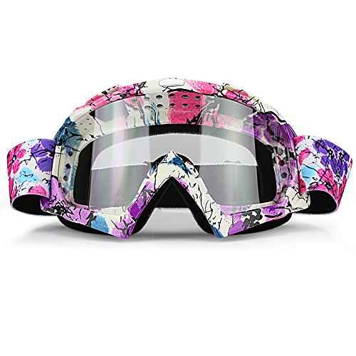 JAMIEWIN Clear Lens Dirt Bike Motorcycle Goggles ATV Racing Motocross Mx Goggle Glasses UV Protection for Men Women Youth Kids (Clear Lens)