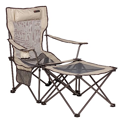 Lippert Sun Soaker Two-Position Vented Reclining Camping Chair with Footrest, 600D Polyester Fabric, Mesh Back/Seat, Padde...