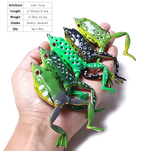 LURESMEOW Frog Lure, Topwater Fishing Lures, Frog Lures for Bass Fishing, Top Water Frog Soft Swimbaits with Weedless Fish...