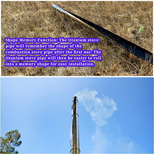 FireHiking Titanium Stove Pipe Folding Portable Camping Tent Stove Chimney Flue with 10 Clamps 9.8 ft