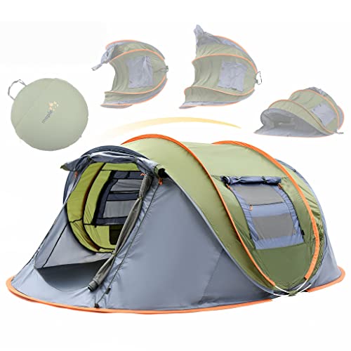 maple99 4 Person Pop Up Tent for Camping - Lightweight & Portable, Easy Quick Set-Up, 2 Doors, Lantern Hook, Storage Pocke...