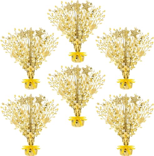 Wenqik 6 Pcs Spray Centerpiece Foil Star Centerpieces New Year Christmas Metallic Star Table Decorations for Party Event A...