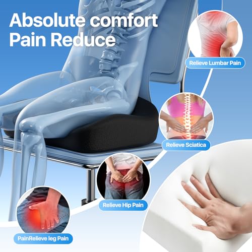 CJACSOC Seat Cushion, Extra Large Memory Foam Cushion for Office Chair Cushions, Ergonomic Cushions Pad Pillow for Pressur...