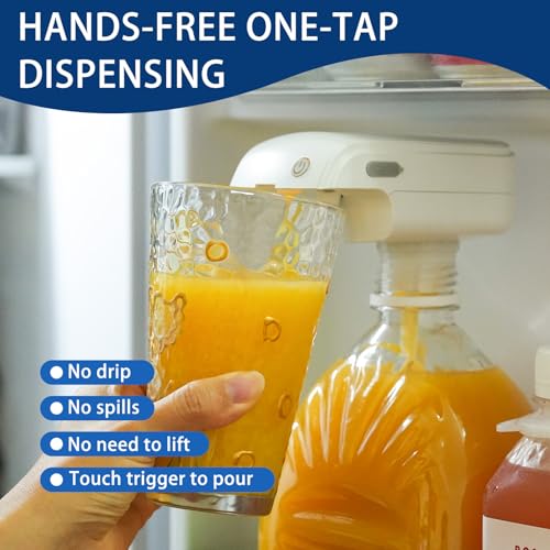 Automatic Drink Dispenser Hands-Free Beverage Milk Dispenser for Fridge Gallon USB Rechargeable Spill-Proof Design for Hom...