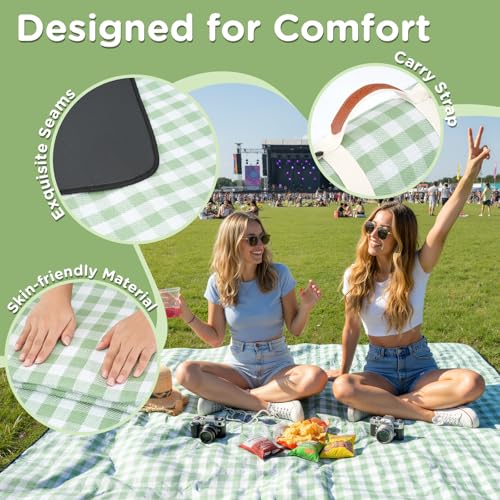 RYCHIC Waterproof Picnic Blanket Beach Outdoor Camping Mat Extra Large Foldable Cute Big Travel Essential Accessories Gift...