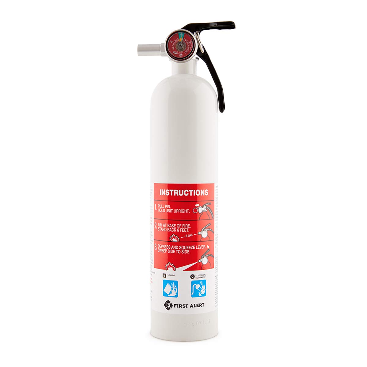 First Alert Fire Extinguisher for Car & Marine Use, UL RATED 10-B:C, AUTOMAR10 FE10GR, White, 1-Pack