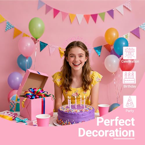 Papoopy Birthday Headband with Sash for Women, Birthday Crwon Tiara for Decorations