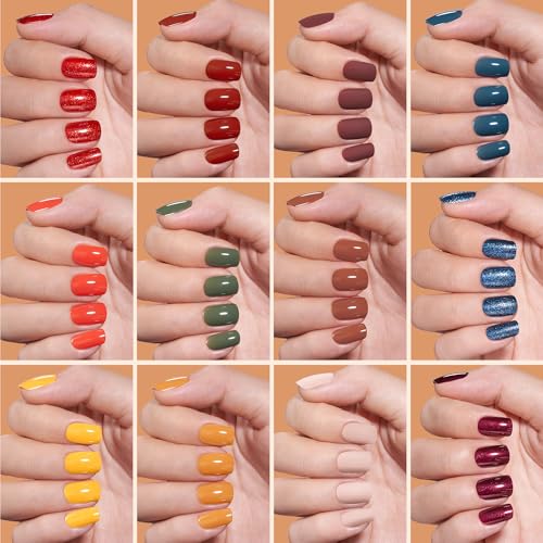 Beetles Press On Nails Kit - Festival Glow | 360Pcs 12 Colors Short Square Press On Nails | 15 Sizes Matte Glossy Glitter ...