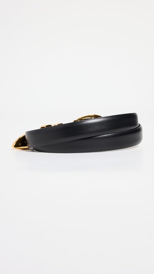 Madewell Women's Triple Metal Keeper Belt, True Black with Gold Hardware, Small