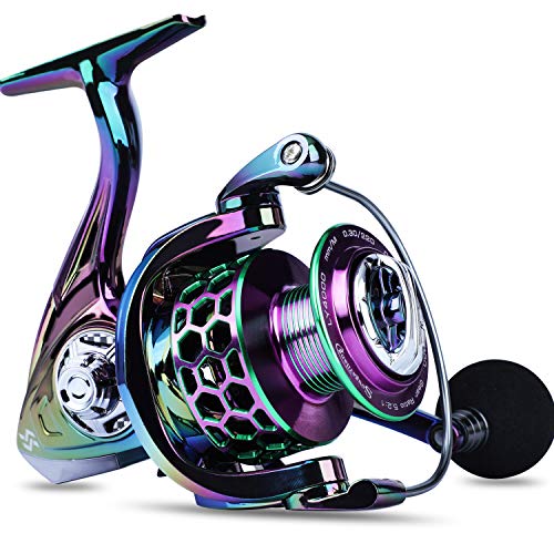 Sougayilang Colorful Fishing Reel 13 +1 BB Light Weight Ultra Smooth Powerful Spinning Reels, with CNC Line Management Gra...