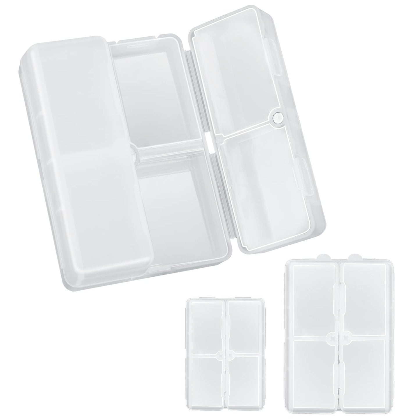 FYY 2 Pcs Daily Pill Organizer, 7 Compartments Portable Pill Case Travel Pill Organizer,[Folding Design] Pill Box for Purse Pocket to Hold Vitamins,Cod Liver Oil,Supplements and Medication-Clear