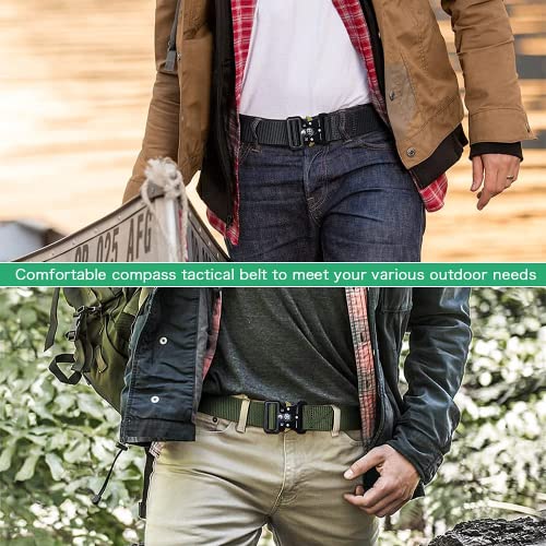 YOORAN Tactical Belts for Men 4 Pack, Compass Military Web Belt, Heavy-Duty Quick-Release Metal Buckle Riggers Belt for Men