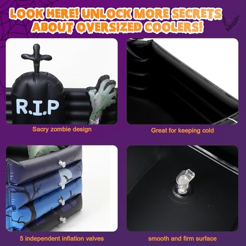 Liliful 1 Pack Inflatable Graveyard Halloween Drink Cooler Party Beverage Holder Zombie Arm Inflatable Cooler Drink Holder...